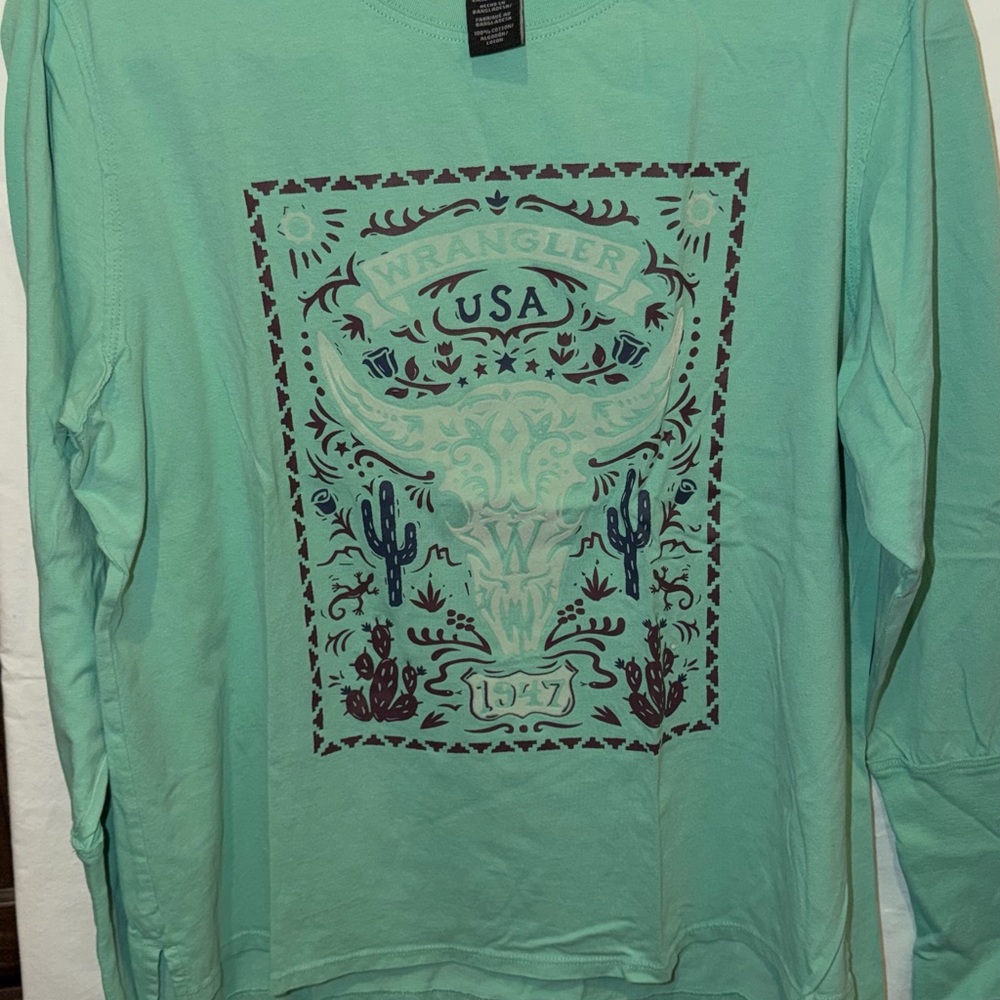 Wrangler Men's Teal Graphic Long Sleeve Shirt